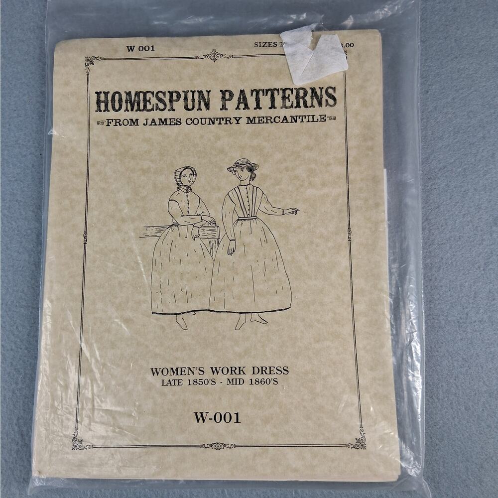 Homespun Patterns from James Country Mercantile Women's Work Dress 1850s- 1860s